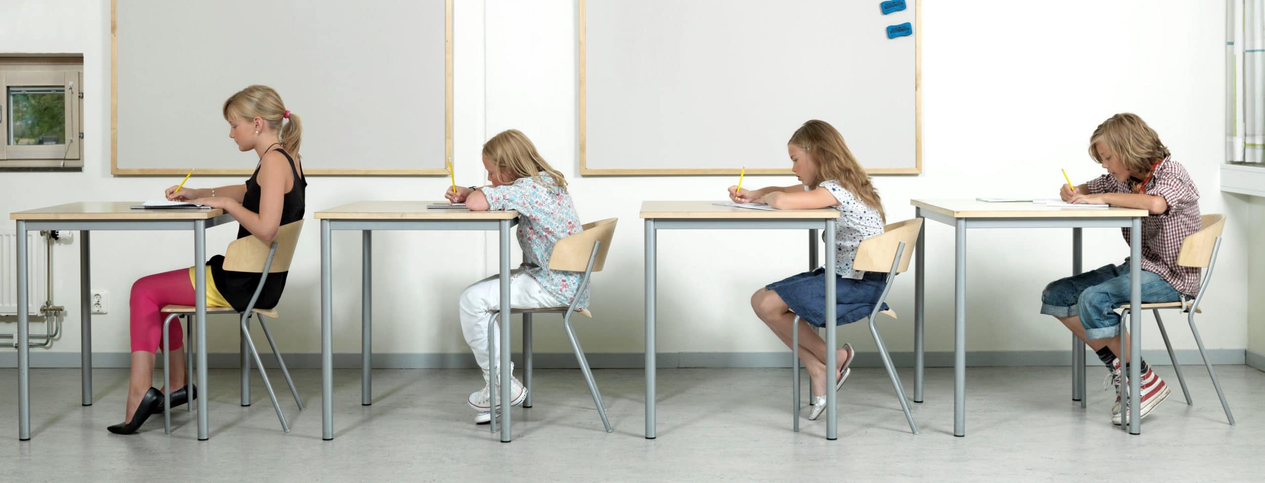 School classroom with inadequate furniture